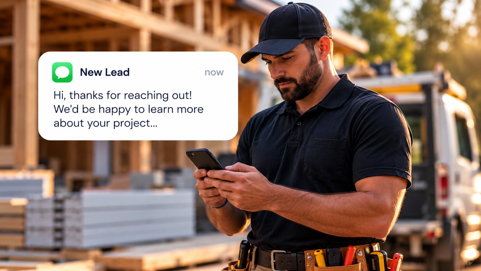 Contractor receiving a new lead notification